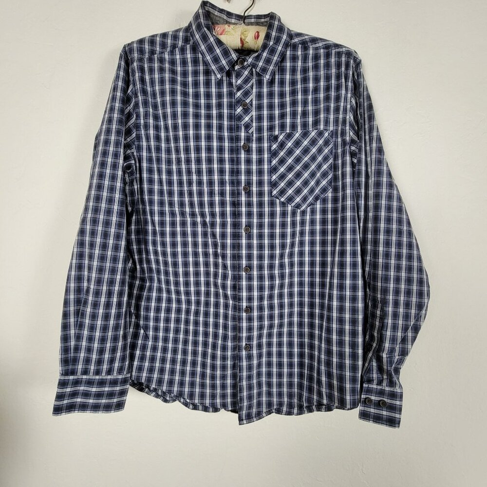5.11 Tactical Mens Plaid Long-Sleeve Button-Up Shirt Medium Blue Casual Pocket